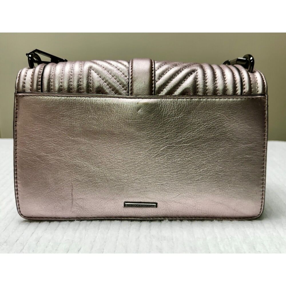 REBECCA MINKOFF Quilted Love Crossbody Bag Pink Metallic Small - Picture 3 of 10